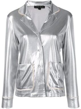 LOVE STORIES Metallic Silver Lounge Pajama Set